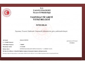 Taşınmaz Ticareti Yetki Belgemiz